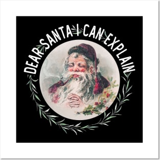 dear Santa i can explain Funny vintage Christmas Santa face gift Posters and Art